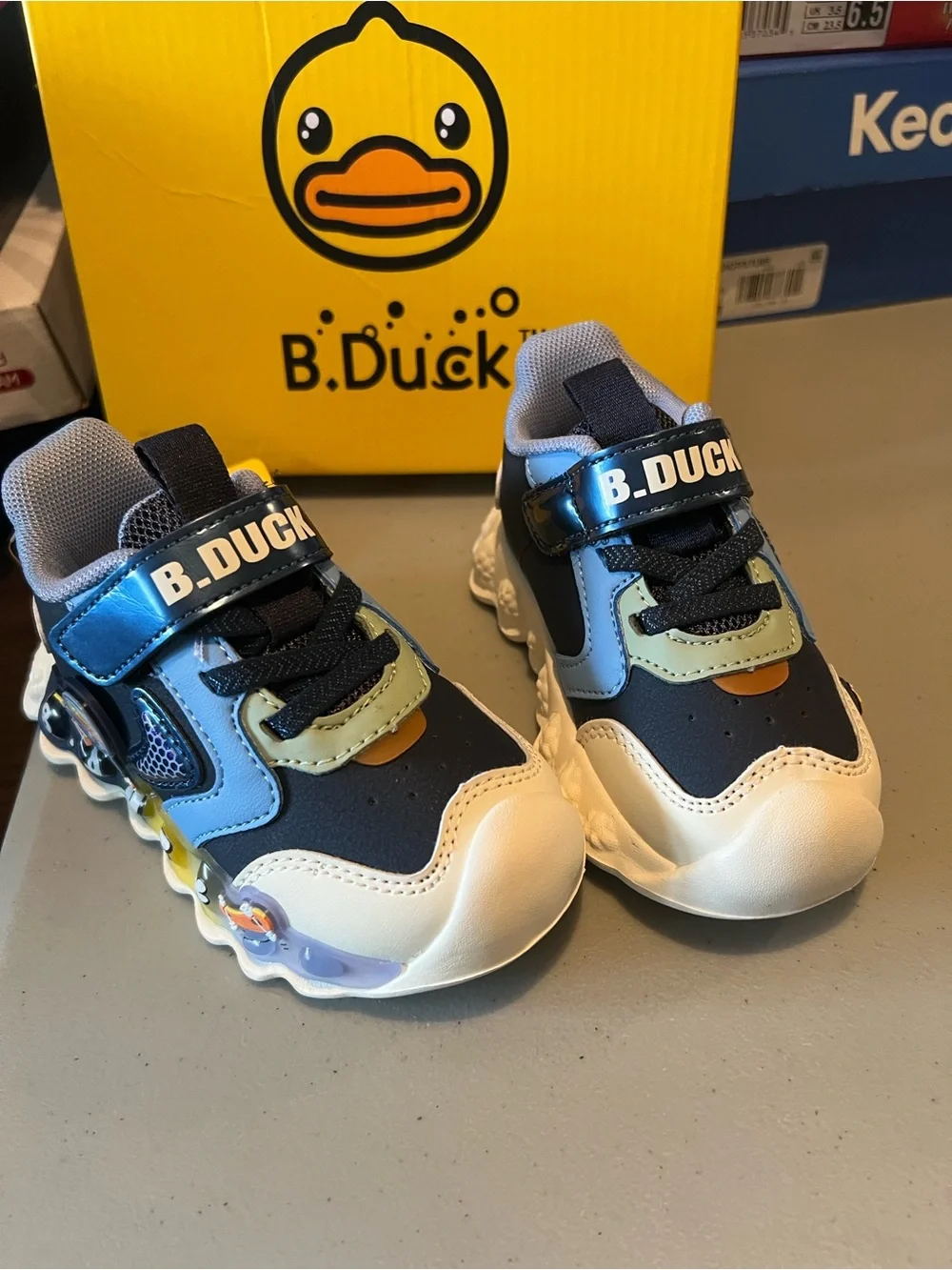 Kids Blue Multi-Color Light-Up Sneakers